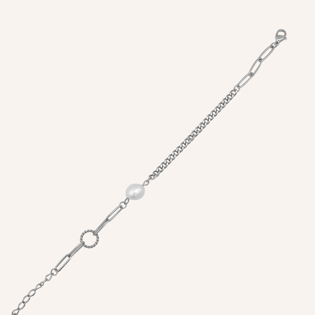 Neron Pearl Hybrid Chain Bracelet - Silver