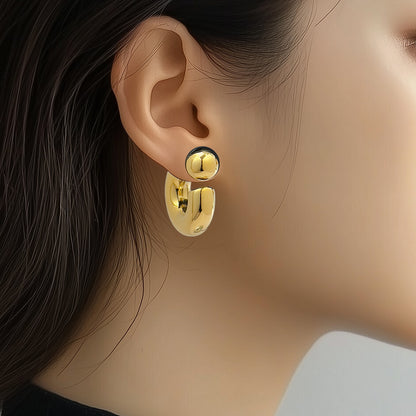 Omber Front and Back Hoop Earrings - Gold