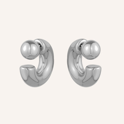 Omber Front and Back Hoop Earrings - Silver