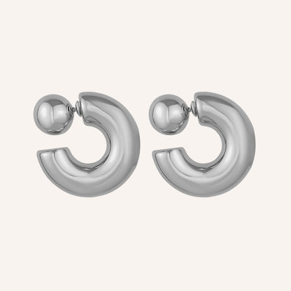 Omber Front and Back Hoop Earrings - Silver