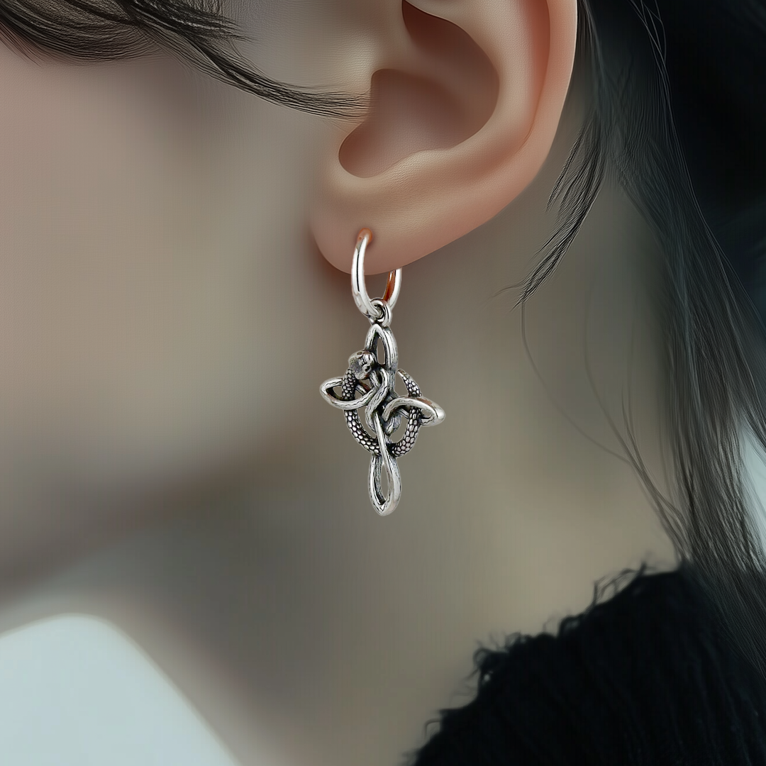 Omora Snake Celtic Knot Hoop Earrings