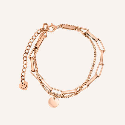 Silas Circle Chain Layered Bracelet - Rose Gold