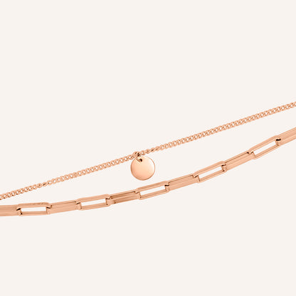 Silas Circle Chain Layered Bracelet - Rose Gold