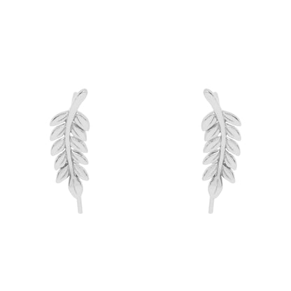 Common Ash Leaf Branch Ear Climber - Silver